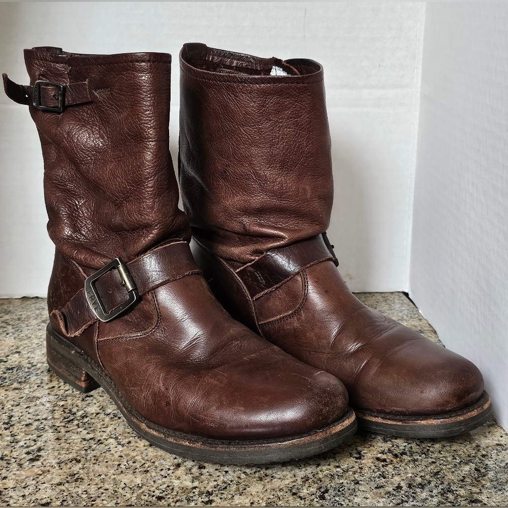 Womens Brown FRYE Veronica Short Leather Boots 9.5